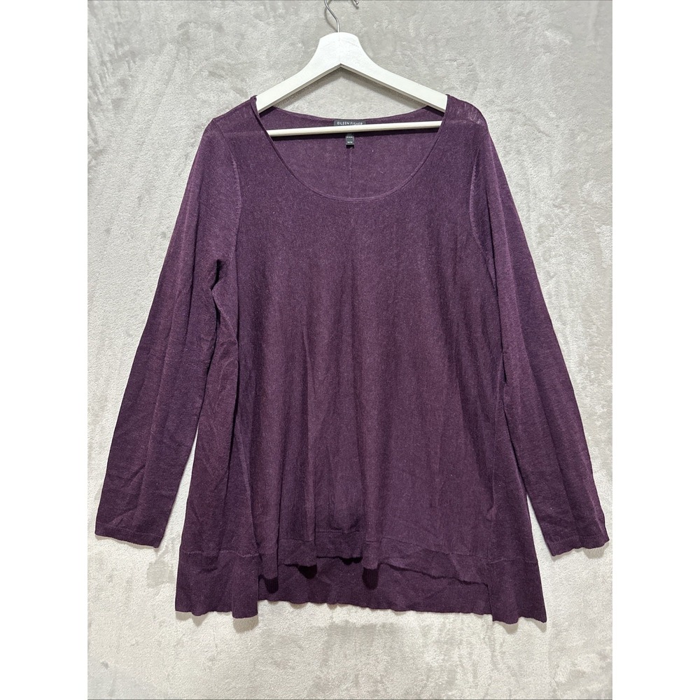 EILEEN FISHER African Violet Purple Fine Tencel Alpaca Wool A-line Sweater Sz M